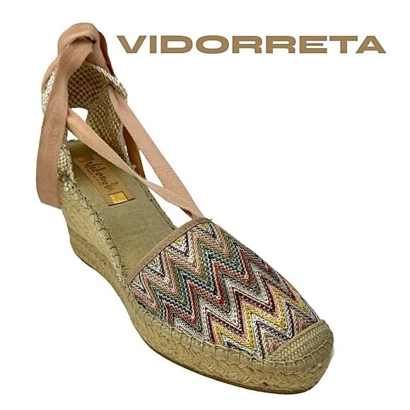 VIDORRETA WOMENS ESPADRILLE WEDGE MADE IN SPAIN WOVEN TEXTILE EU 41 US 10 USED - Picture 1 of 10